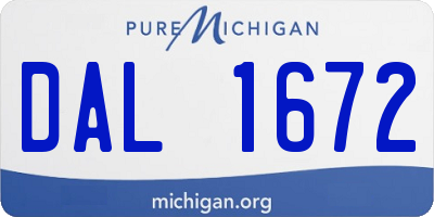 MI license plate DAL1672