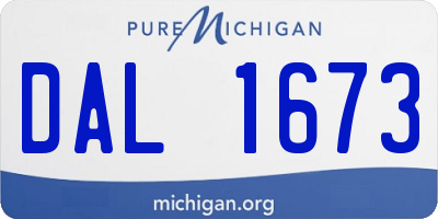MI license plate DAL1673