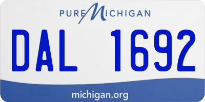 MI license plate DAL1692