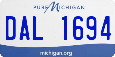 MI license plate DAL1694