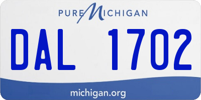 MI license plate DAL1702