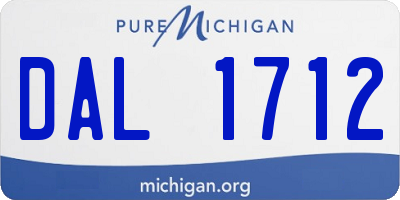 MI license plate DAL1712