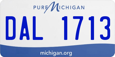 MI license plate DAL1713