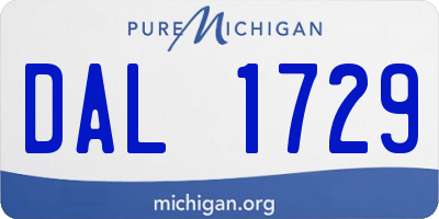 MI license plate DAL1729