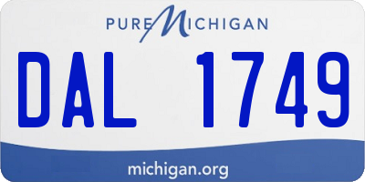 MI license plate DAL1749