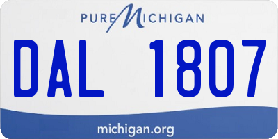 MI license plate DAL1807