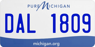 MI license plate DAL1809