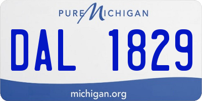 MI license plate DAL1829