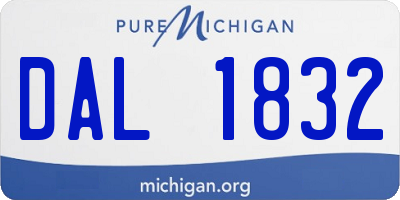 MI license plate DAL1832