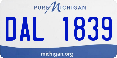 MI license plate DAL1839