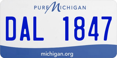 MI license plate DAL1847
