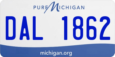 MI license plate DAL1862