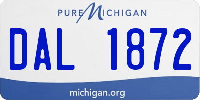 MI license plate DAL1872