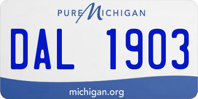 MI license plate DAL1903