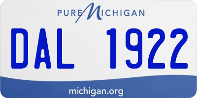 MI license plate DAL1922