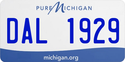 MI license plate DAL1929