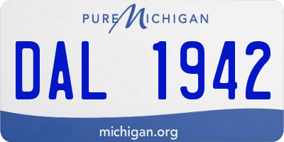 MI license plate DAL1942