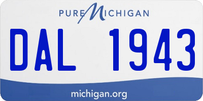MI license plate DAL1943