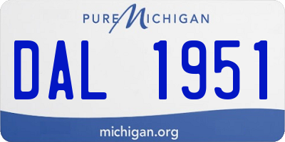 MI license plate DAL1951