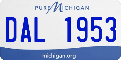 MI license plate DAL1953