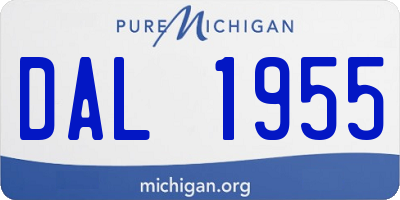 MI license plate DAL1955