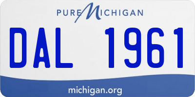 MI license plate DAL1961