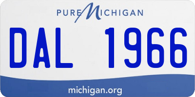 MI license plate DAL1966