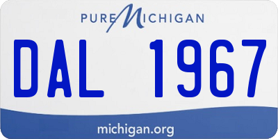 MI license plate DAL1967
