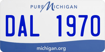 MI license plate DAL1970