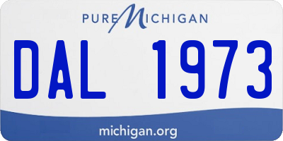 MI license plate DAL1973