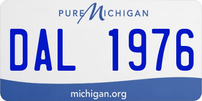 MI license plate DAL1976
