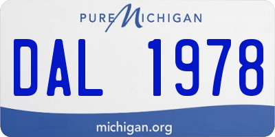 MI license plate DAL1978