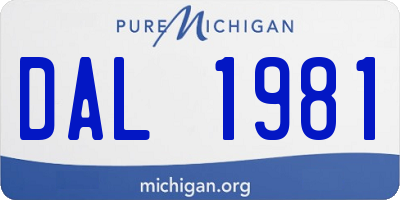 MI license plate DAL1981