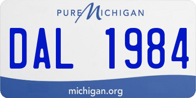 MI license plate DAL1984