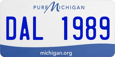 MI license plate DAL1989