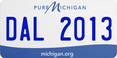 MI license plate DAL2013