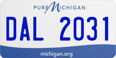 MI license plate DAL2031