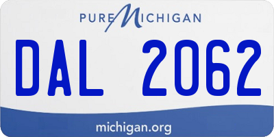 MI license plate DAL2062
