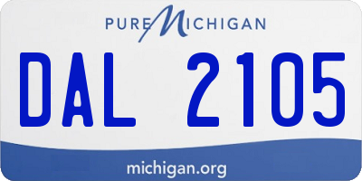 MI license plate DAL2105