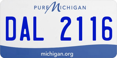 MI license plate DAL2116