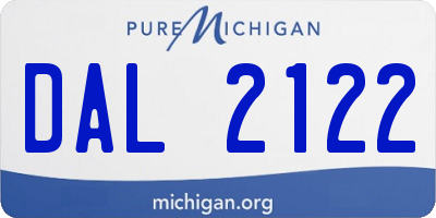 MI license plate DAL2122