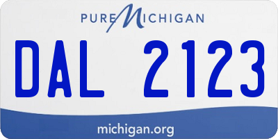 MI license plate DAL2123