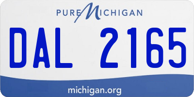 MI license plate DAL2165