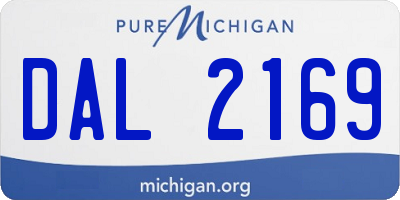 MI license plate DAL2169