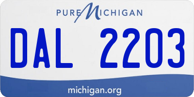 MI license plate DAL2203