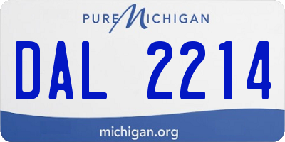 MI license plate DAL2214