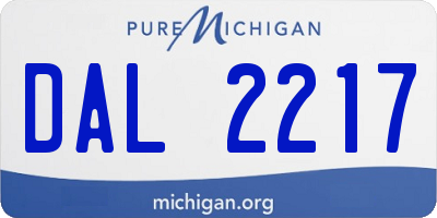 MI license plate DAL2217