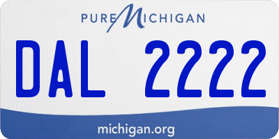 MI license plate DAL2222