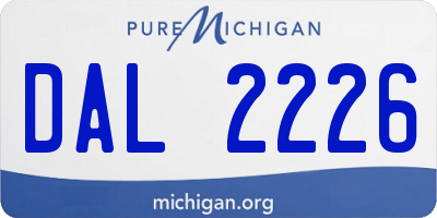 MI license plate DAL2226