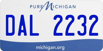 MI license plate DAL2232